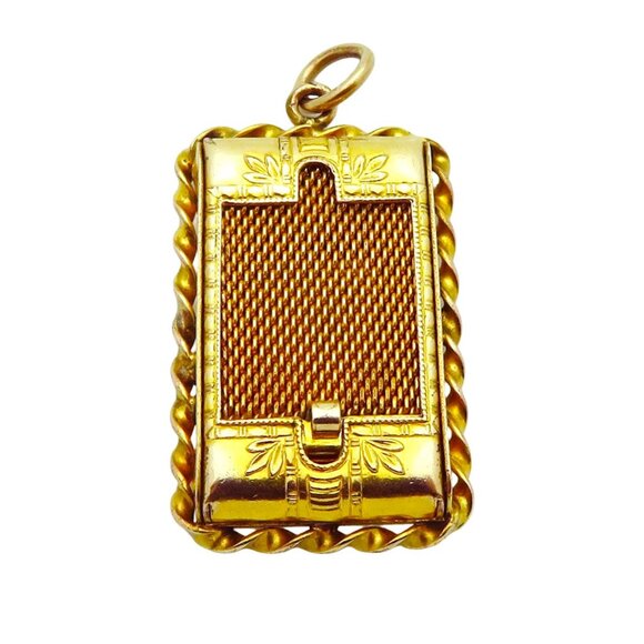 Antique Art Deco 12K Gold Filled Sliding Picture Photo Flower Locket Pendant - Picture 2 of 10